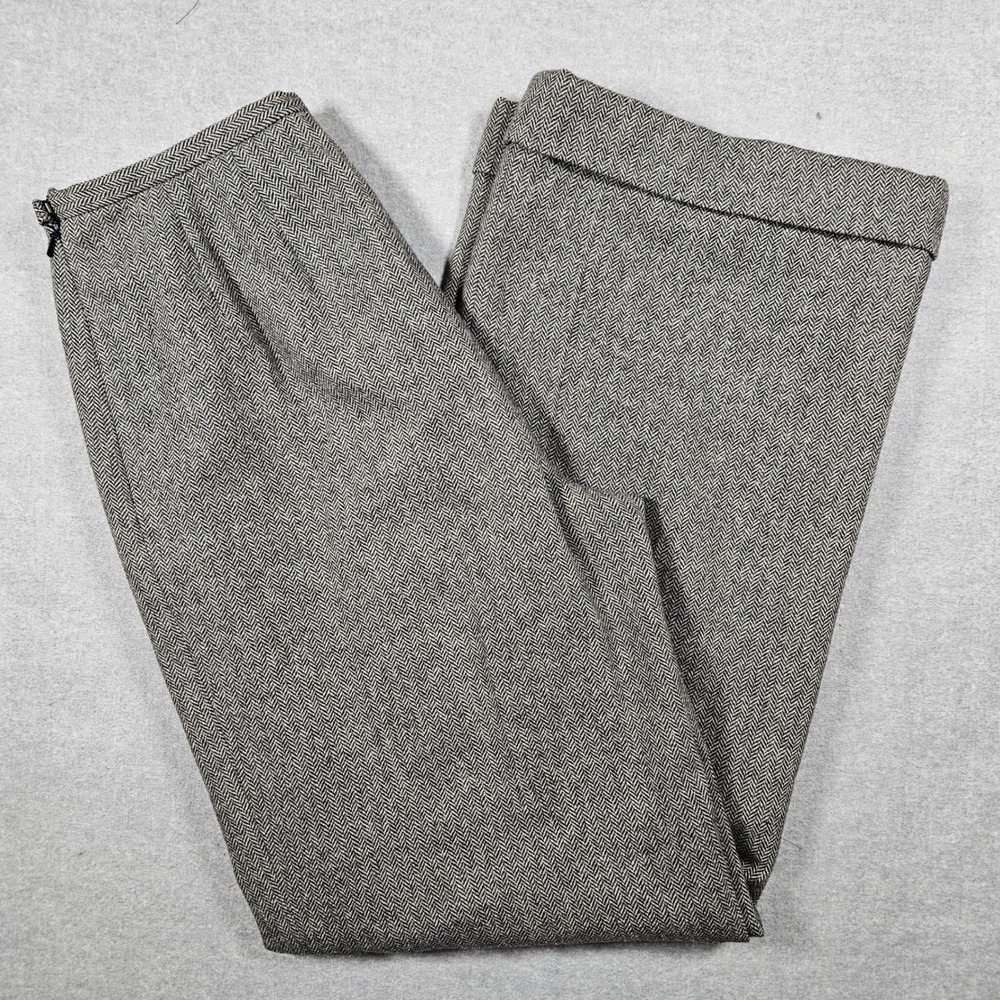 Eddie Bauer Womens Gray Herringbone Wool Blend Wide Leg Cuffed Trousers Pants 8